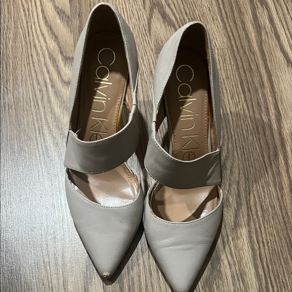 Calvin Klein Neutral Taupe Pointed-Toe Cutout Pumps